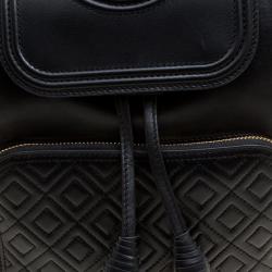 Tory Burch Black Leather Fleming Backpack