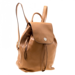 Pre Owned Tory Burch Brown Leather Brody Backpack