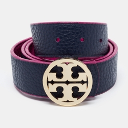 Pre Owned Tory Burch Pink Leather Robinson Buckle Belt 90CM