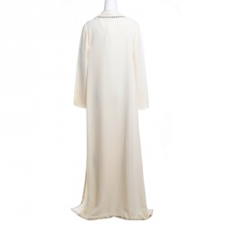 Tory Burch Cream Mirror Embellished Silk Abaya and Scarf Set L