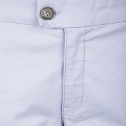 Pre Owned Tory Burch Purple Cotton Embroidered Hem Detail Straight Fit Pants M