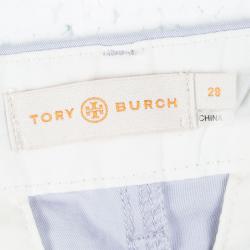 Pre Owned Tory Burch Purple Cotton Embroidered Hem Detail Straight Fit Pants M