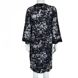 Pre Owned Tory Burch for Bergdorf Goodman Navy and White Embellished Long Sleeve Tunic M