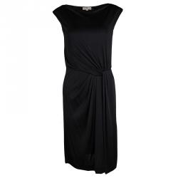 Pre Owned Tory Burch Black Silk Draped Sleeveless Dress S