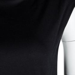 Pre Owned Tory Burch Black Silk Draped Sleeveless Dress S