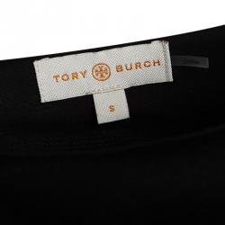 Pre Owned Tory Burch Black Silk Draped Sleeveless Dress S