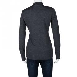 Pre Owned Tory Burch Grey Merino Wool Cardigan S