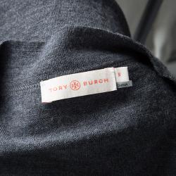 Pre Owned Tory Burch Grey Merino Wool Cardigan S