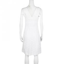 Pre Owned Tory Burch White Lace Sleeveless Margaux Dress M