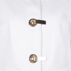 Pre Owned Tory Burch White Cotton Gold Clasp Detail Graham Jacket M