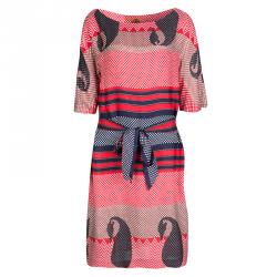 Tory Burch Multicolor Printed Silk Belted Dress L