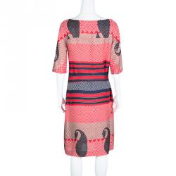 Tory Burch Multicolor Printed Silk Belted Dress L