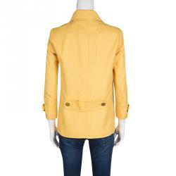 Pre Owned Tory Burch Yellow Textured Cotton Button Front Jacket S