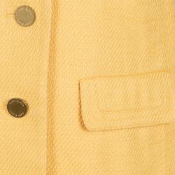 Pre Owned Tory Burch Yellow Textured Cotton Button Front Jacket S