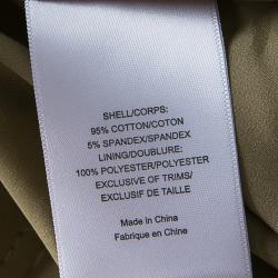 Pre Owned Tory Burch Khaki Cotton Square Button Detail Belted Short Trench Jacket M 