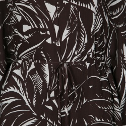 Pre Owned Tory Burch Brown and White Printed Silk Tie Detail Kaftan S