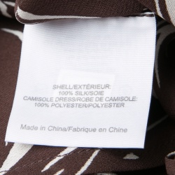 Pre Owned Tory Burch Brown and White Printed Silk Tie Detail Kaftan S