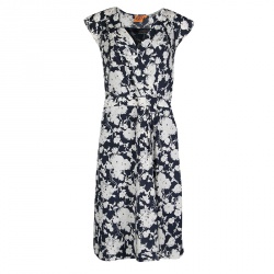 Tory Burch Navy Blue and White Floral Printed Cap Sleeve Victoria Dress M Tory  Burch | TLC