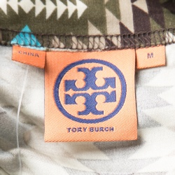 Tory Burch Multicolor Geometric Print Silk Boat Neck Dress M