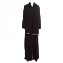 Tory Burch Black  Mirror Embellished Silk Abaya and Scarf Set S