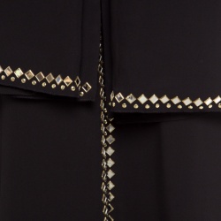 Tory Burch Black  Mirror Embellished Silk Abaya and Scarf Set S