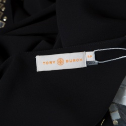 Tory Burch Black  Mirror Embellished Silk Abaya and Scarf Set S