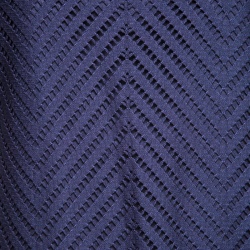 مملوكة مسبقًا Tory Burch Navy Blue Cutout Zigzag Pattern Short Sleeve Lace Top S