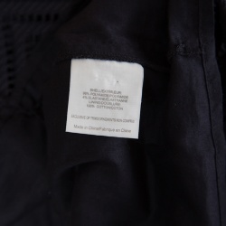 مملوكة مسبقًا Tory Burch Navy Blue Cutout Zigzag Pattern Short Sleeve Lace Top S