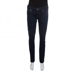 Tory Burch Indigo Dark Wash Denim Logo Embroidered Super Skinny Jeans M Tory  Burch | TLC