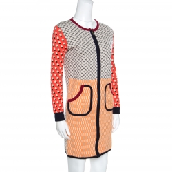 Tory Burch Multicolor Cotton Zip Front Sweater Dress M