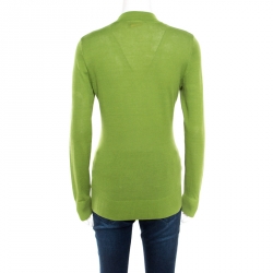 Pre Owned Tory Burch Lemon Green Cotton Button Front Simone Cardigan XS