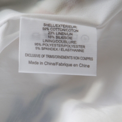 Pre Owned Tory Burch White Cotton and Linen Cornflower Embroidered Emilia Dress M