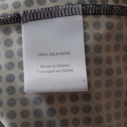 Pre Owned Tory Burch Navy Blue and Off White Polka Dotted Silk Jersey Epaulette Detail Dress M