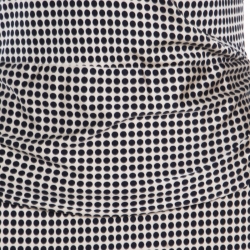 Pre Owned Tory Burch Navy Blue and Off White Polka Dotted Silk Jersey Epaulette Detail Dress M