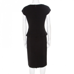 Tory Burch Black Crepe Cap Sleeve Peplum Katy Dress M