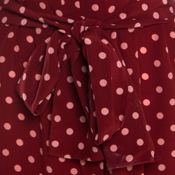 Pre Owned Tory Burch Brick Red Polka Dot Graham Sleeveless Dress M