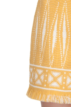 Pre Owned Tory Burch Honey Mustard and Ivory Fringed Jacquard Savora Shorts S