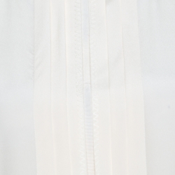 Pre Owned توب توري برش طيات أمامية بلا أكمام حرير عاجي S