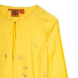 Pre Owned Tory Burch Yellow Embellished Tunic Top M
