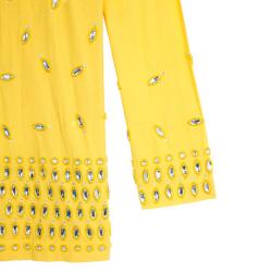 Pre Owned Tory Burch Yellow Embellished Tunic Top M
