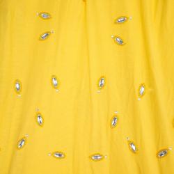 Pre Owned Tory Burch Yellow Embellished Tunic Top M