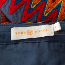 Pre Owned Tory Burch Multicolor Diagonal Stripe Patchwork Embroidered Clemente Maxi Skirt S
