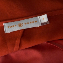 Tory Burch Orange Silk Blaze Maxi Kaftan Dress S