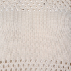 Pre Owned Tory Burch Cream Open Knit Wool Leona Sweater S 