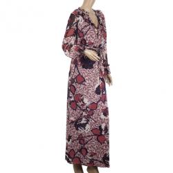 Pre Owned Tory Burch Silk Printed Maxi Dress L