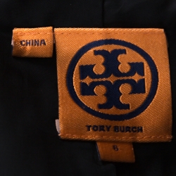 Pre Owned Tory Burch Black Leather Chain Detail Jacket M