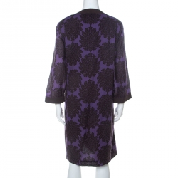 Pre Owned Tory Burch Purple and Brown Floral Print Cotton Safo Tunic XL