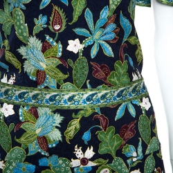 Pre Owned Tory Burch Multicolor Printed Stretch Silk Garden Visteria Dress M