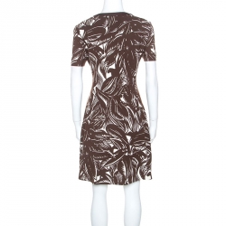 Tory Burch Brown Printed Stretch Knit Coconut Tabora Dress M