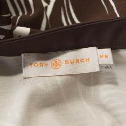 Tory Burch Brown Printed Stretch Knit Coconut Tabora Dress M